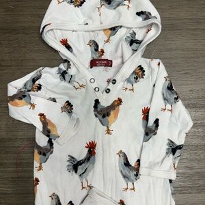 MILKBARN Chicken Organic Cotton Hooded Romper 6-12 Months